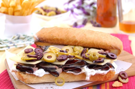 Roast Beef Sandwich with Mezzetta Sliced Olives and Horseradish