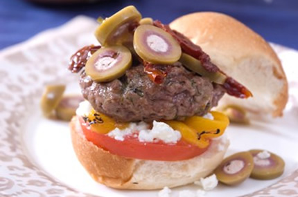 Lamb Burgers with Feta Stuffed Olives